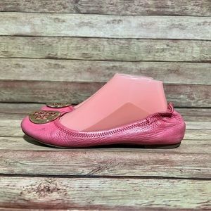 Tory Burch Pink Leather Reva Flats